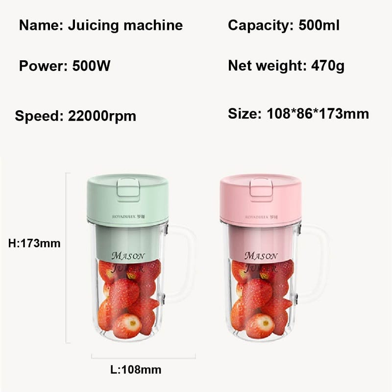 500ml Portable Fruit Juicer With Straw