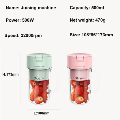 500ml Portable Fruit Juicer With Straw